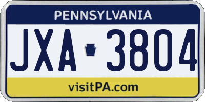 PA license plate JXA3804