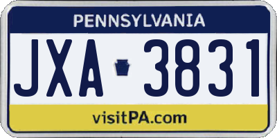 PA license plate JXA3831