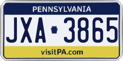 PA license plate JXA3865