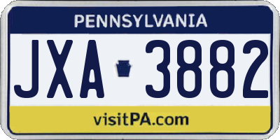 PA license plate JXA3882