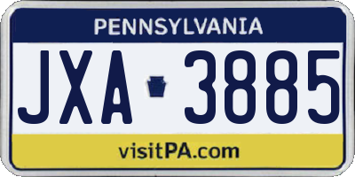 PA license plate JXA3885