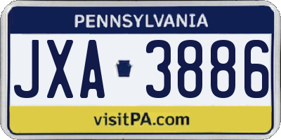 PA license plate JXA3886