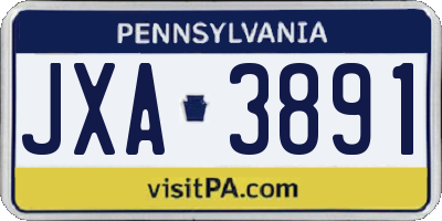 PA license plate JXA3891