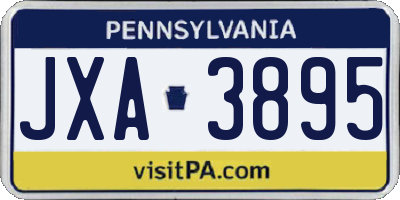PA license plate JXA3895