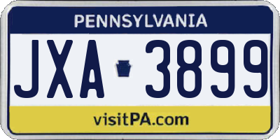 PA license plate JXA3899