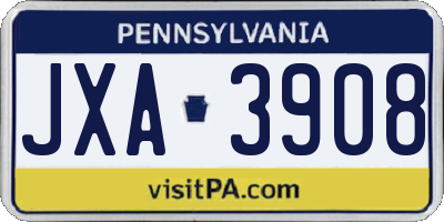 PA license plate JXA3908