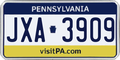 PA license plate JXA3909