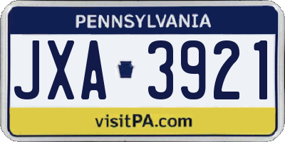 PA license plate JXA3921