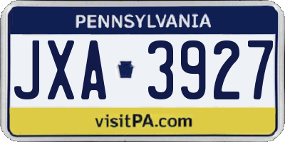 PA license plate JXA3927