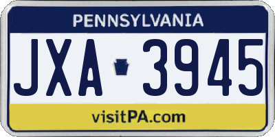 PA license plate JXA3945