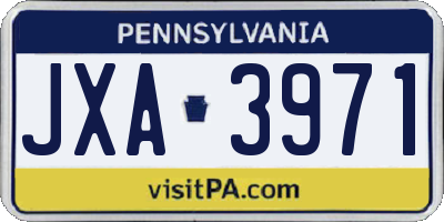 PA license plate JXA3971