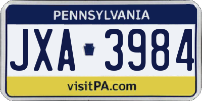 PA license plate JXA3984