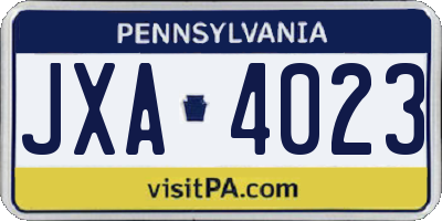 PA license plate JXA4023