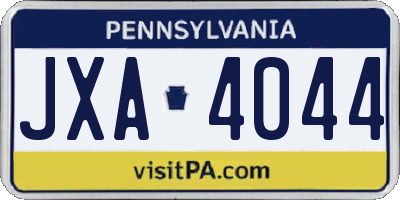 PA license plate JXA4044