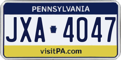 PA license plate JXA4047