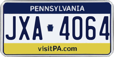 PA license plate JXA4064