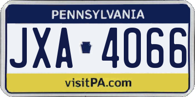 PA license plate JXA4066