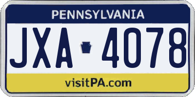 PA license plate JXA4078