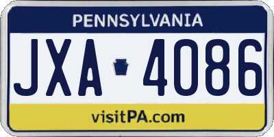 PA license plate JXA4086