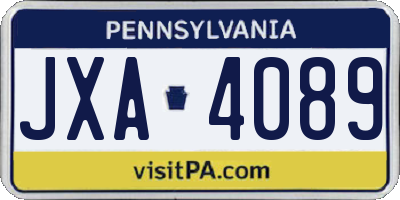 PA license plate JXA4089