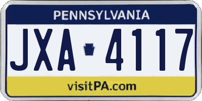 PA license plate JXA4117