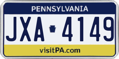 PA license plate JXA4149