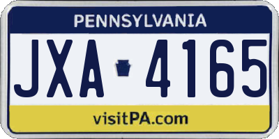 PA license plate JXA4165