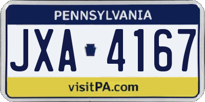 PA license plate JXA4167