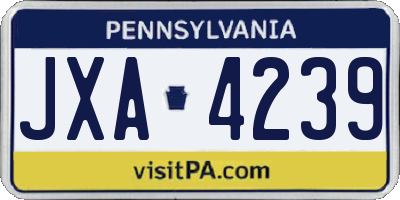 PA license plate JXA4239