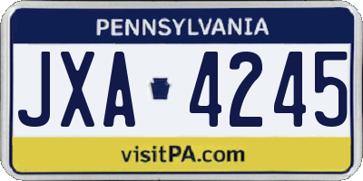 PA license plate JXA4245
