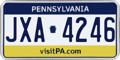 PA license plate JXA4246