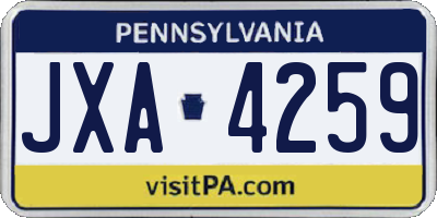 PA license plate JXA4259