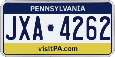 PA license plate JXA4262
