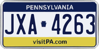 PA license plate JXA4263