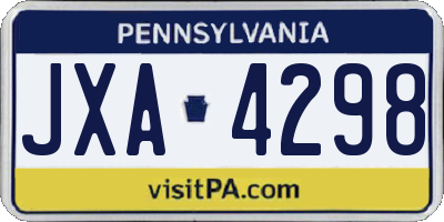 PA license plate JXA4298