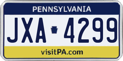 PA license plate JXA4299