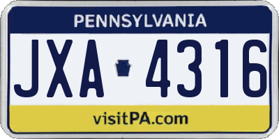PA license plate JXA4316