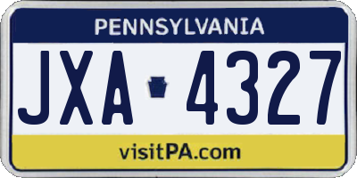 PA license plate JXA4327