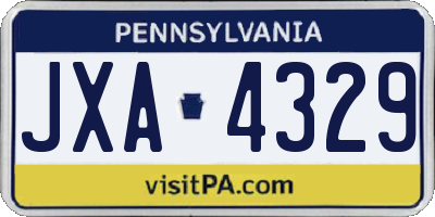 PA license plate JXA4329