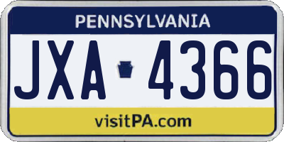 PA license plate JXA4366