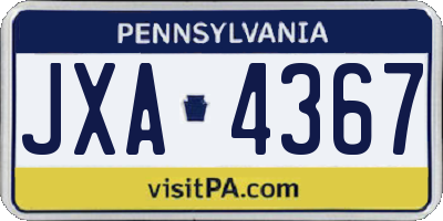 PA license plate JXA4367