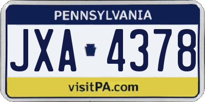 PA license plate JXA4378