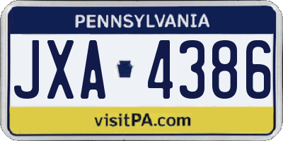 PA license plate JXA4386