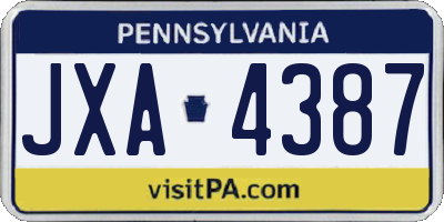PA license plate JXA4387