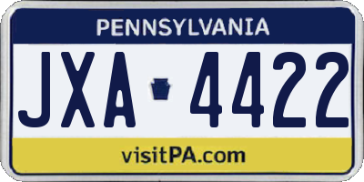 PA license plate JXA4422