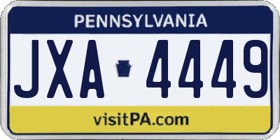 PA license plate JXA4449