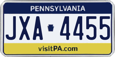 PA license plate JXA4455