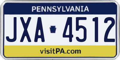 PA license plate JXA4512