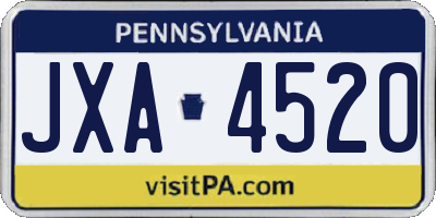 PA license plate JXA4520