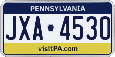 PA license plate JXA4530